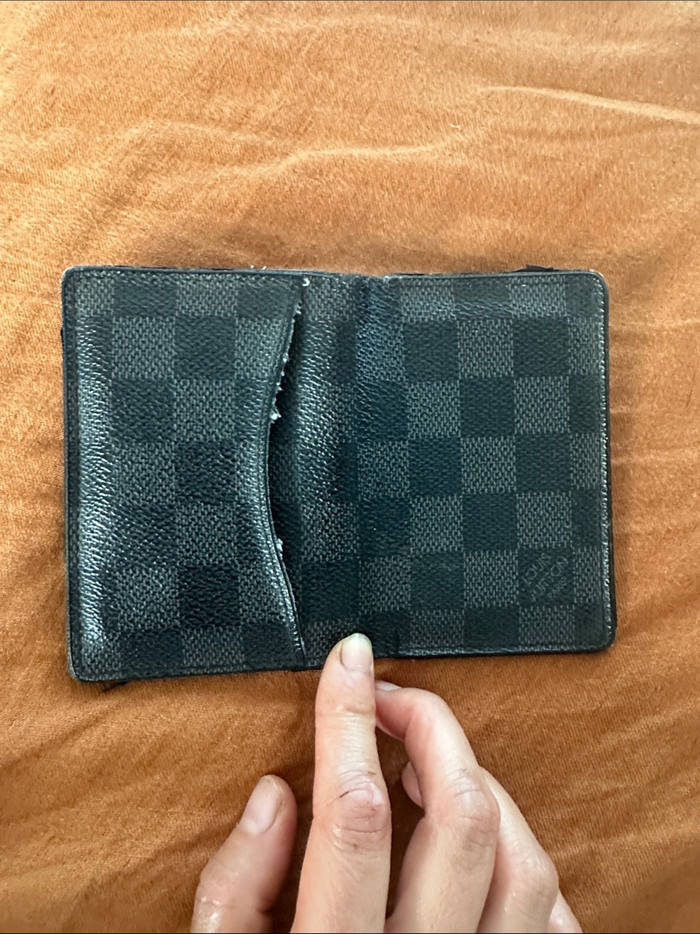 Louis Vuitton Black Checkered Leather Card Holder - Picture 3 of 3